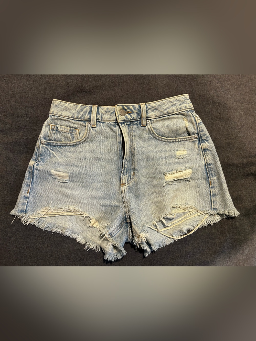 Dynamite Light Blue Distressed Frayed Denim Shorts